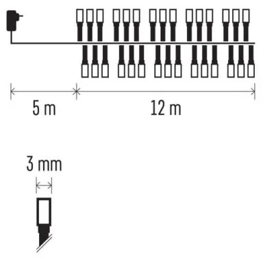 LED Vianočná vonkajšia reťaz 600xLED/17m IP44 teplá biela