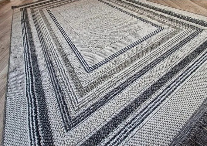 Moderný koberec Boho 872-S sivo-béžový s geometrickým vzorom Rozmer: 80x150 cm