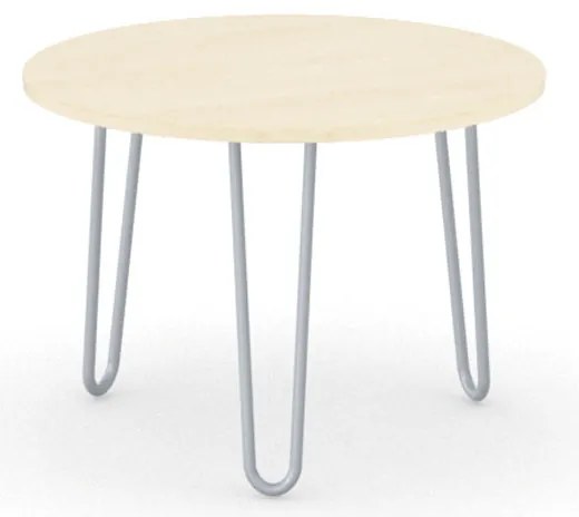 Okrúhly konferenčný stôl SPIDER, priemer 60 cm, sivo-strieborná podnož, breza