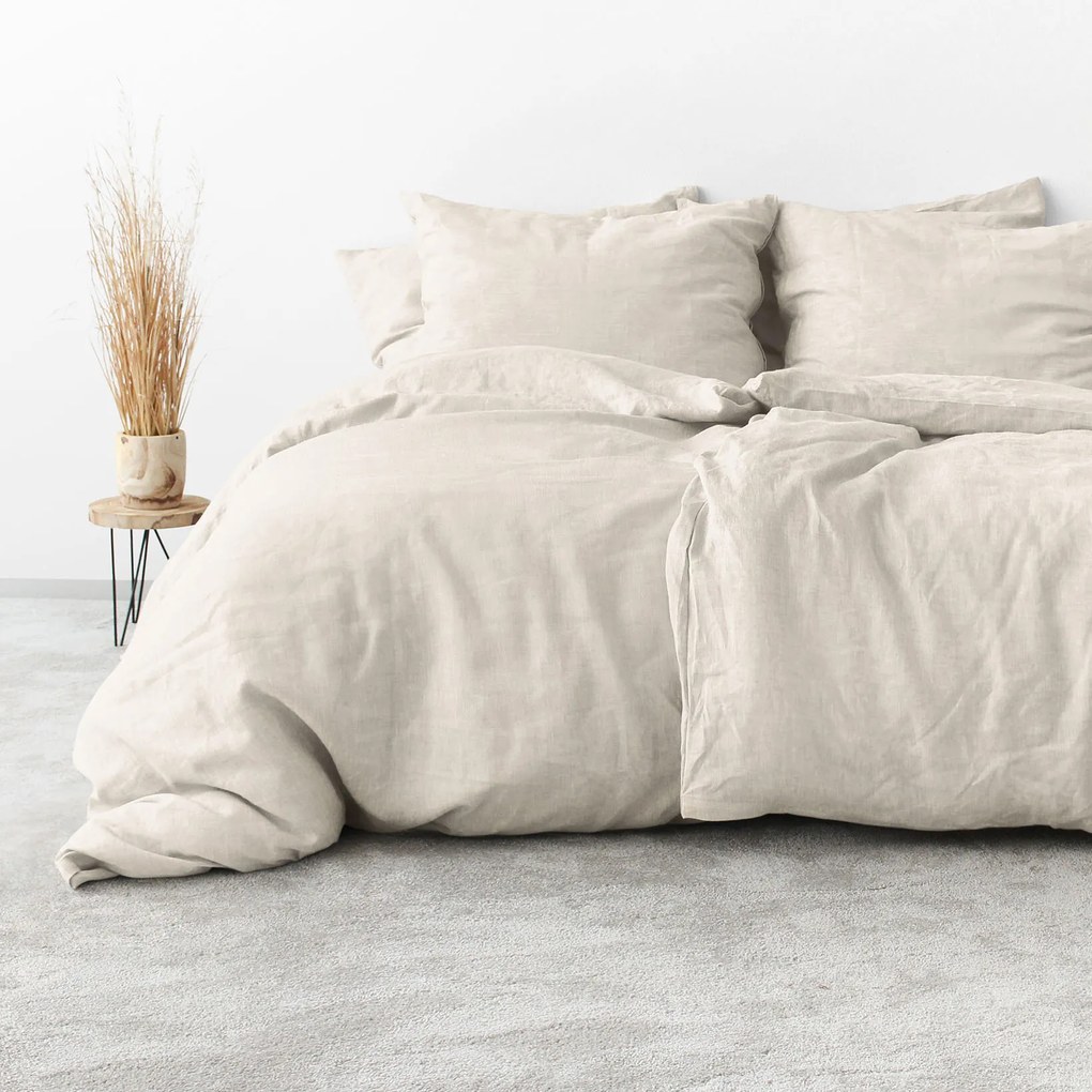Goldea posteľné obliečky z ľanovej zmesi - slonová kosť 140 x 200 a 70 x 90 cm