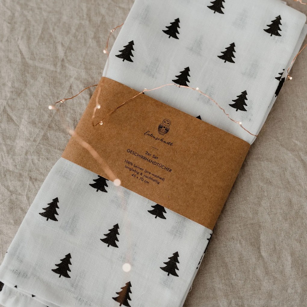 Eulenschnitt Ľanová utierka Fir Trees – set 2 ks