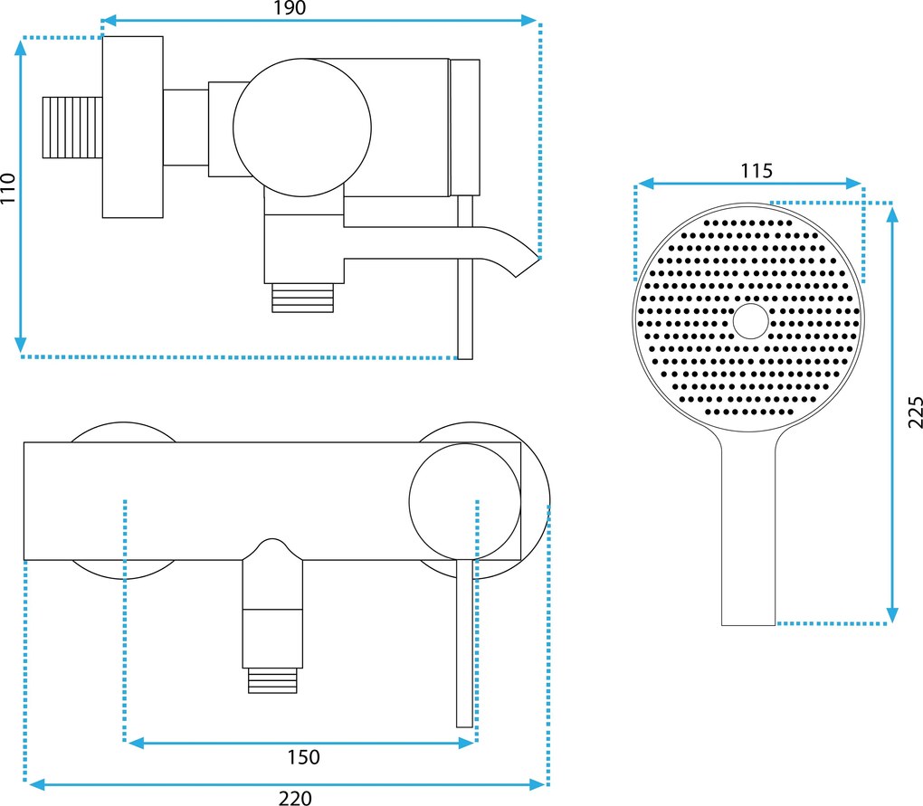 Rea Clif, vaňová batéria s ručnou sprchovou súpravou, čierna matná, REA-B4240