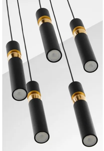 Jupiter 2014 - Luster na lanku ALAS 5xGU10/10W/230V čierna/zlatá