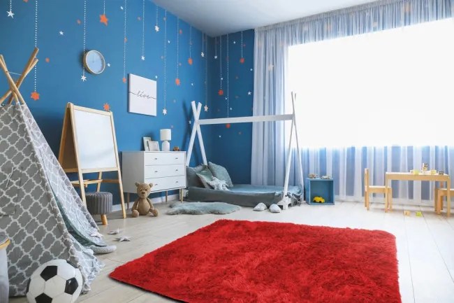 Protišmykový koberec SHAGGY červený