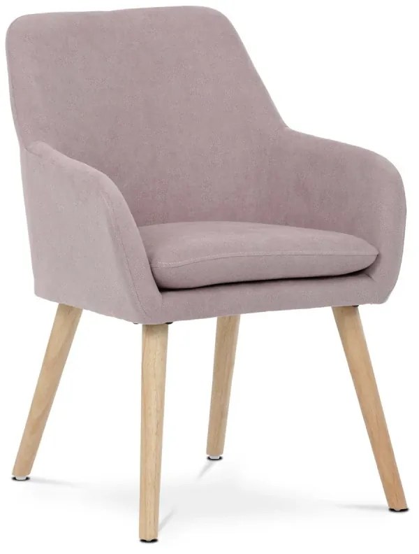 Jídelní židle, potah starorůžová látka, nohy masiv kaučukovník