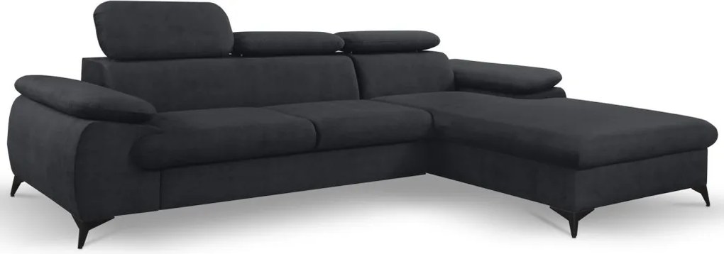 Rohová sedacia súprava Scala, antracitová šedá látka, pravý roh