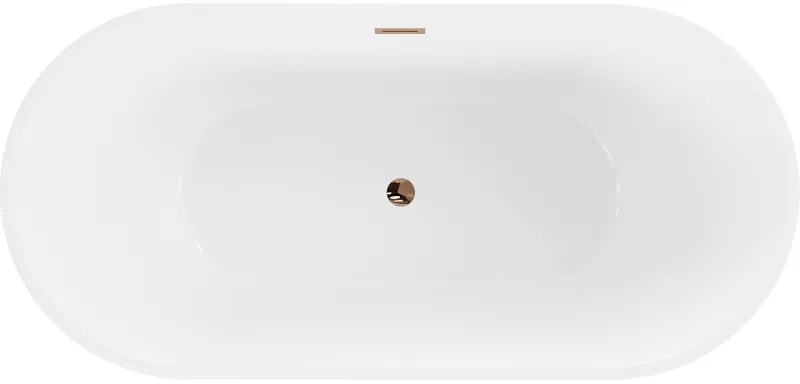 Mexen Luna, voľne stojaca vaňa 150 x 75 cm, biela, ružové zlato prepad, 52031507500-60