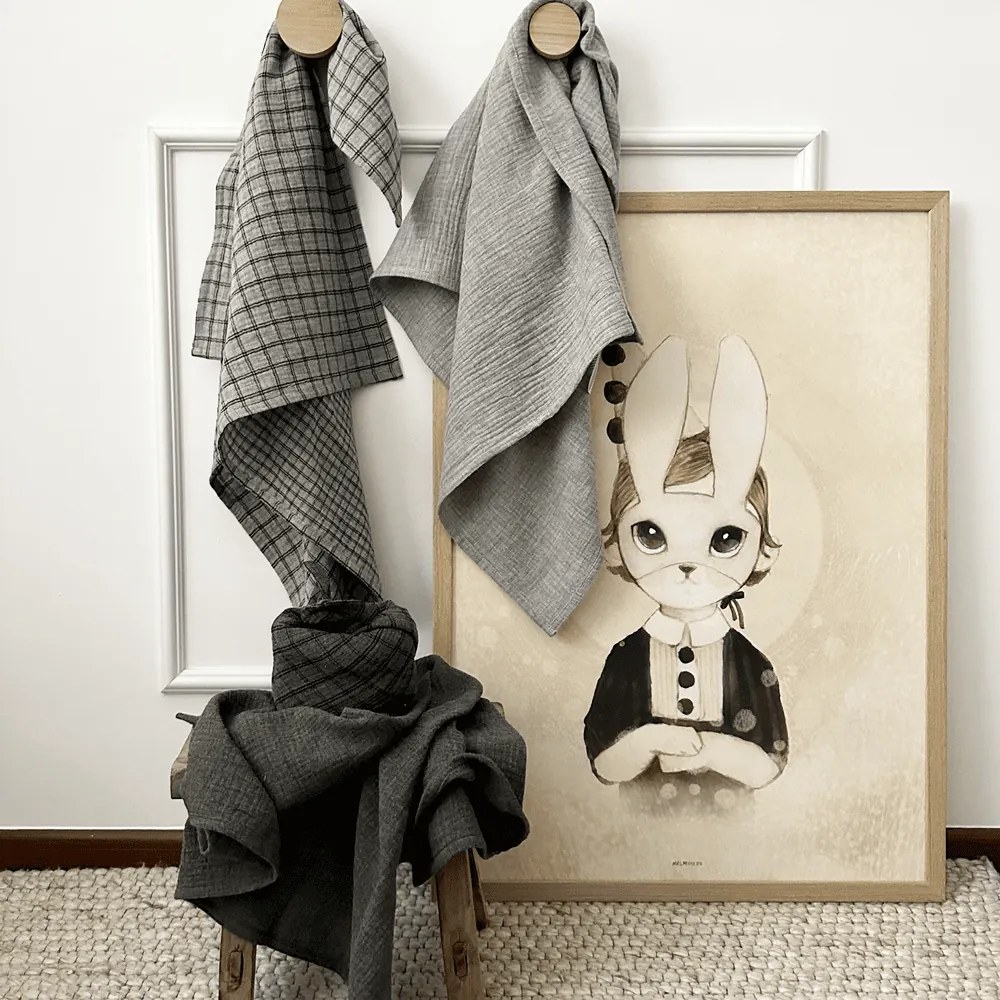 Mušelínová plienka z organickej bavlny sivá melanž 70×70 cm