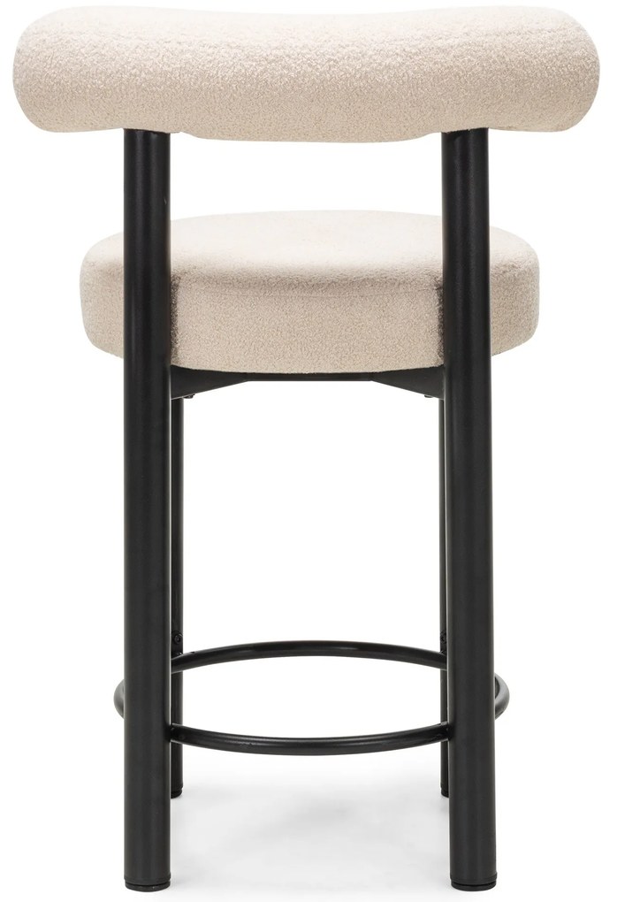 Barová židle Pedro bouclé ecru/černá