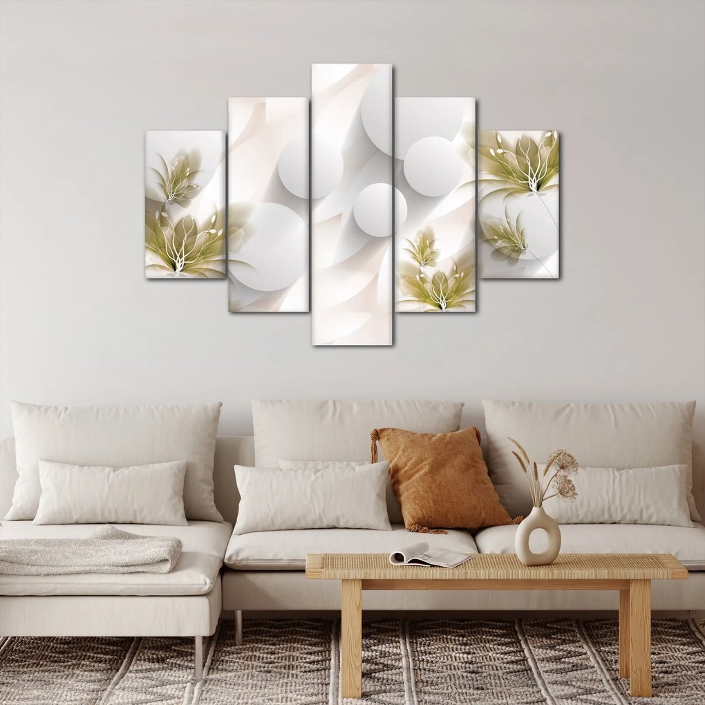 Obraz - 3D kruhy s kvetinami (150x105 cm)