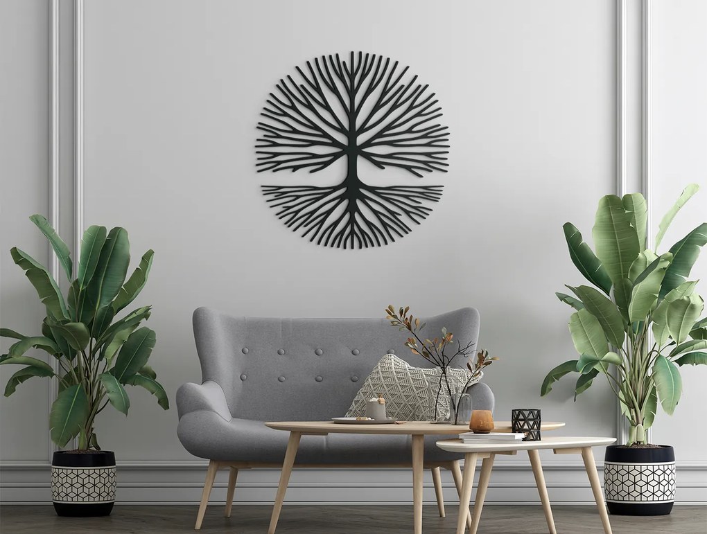 drevko Drevený Strom života - koruna a korene Rozmer obrazu: 33 x 32,5 cm, Farba dekorácie: Čierna