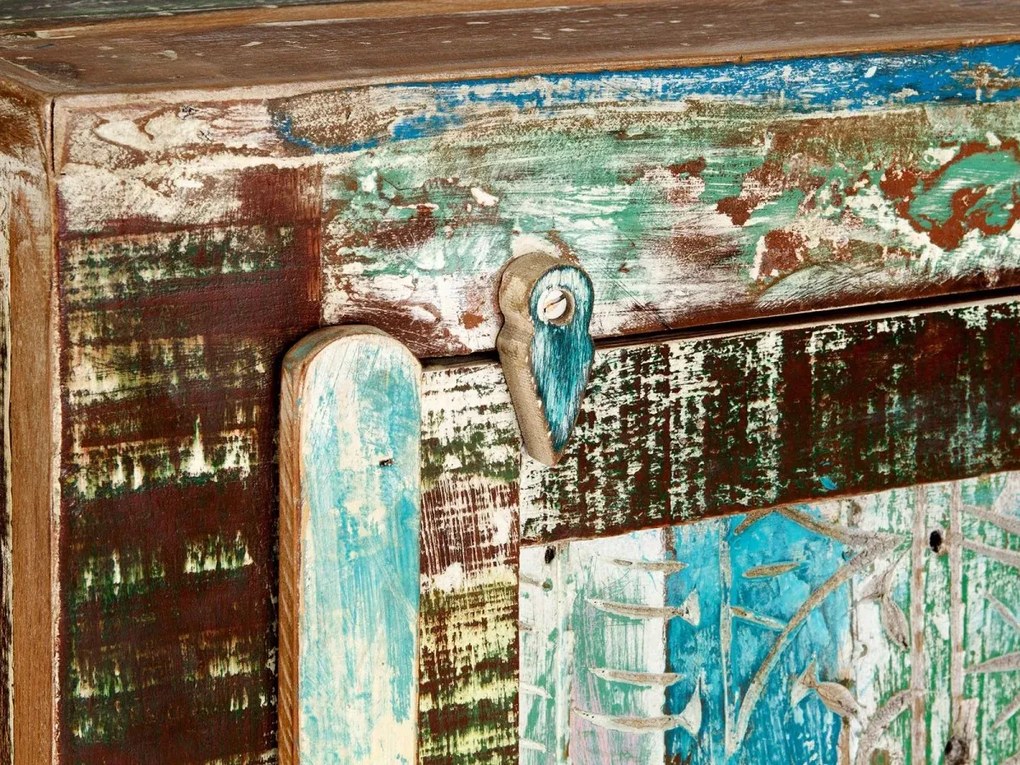 furniture-nabytek.cz - Masívna kúpeľňová vysoká komoda Blue Lagoon z mangového dreva, lakovaná, farebná – 50×45×135 cm