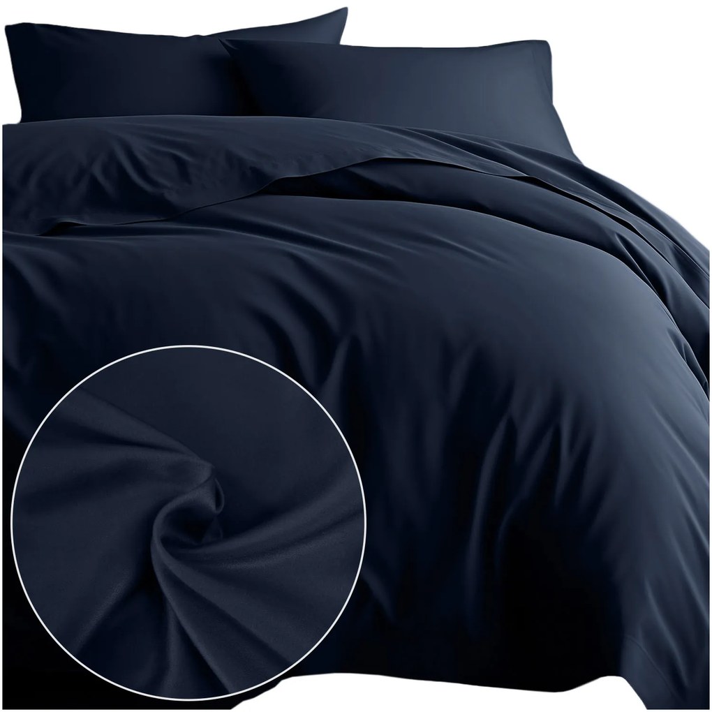 SATÉNOVÉ OBLIEČKY SATYNLOVE CLASSIC 180X200CM, 2KS 70X80 CM TMAVOMODRÉ