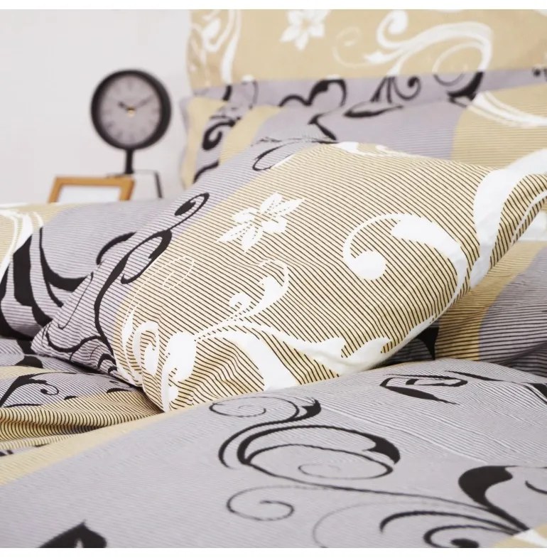 Obliečky krepové Lilien sivo-béžové EMI, Štandardný set jednolôžko obsahuje 1x 140x200 + 1x 70x90