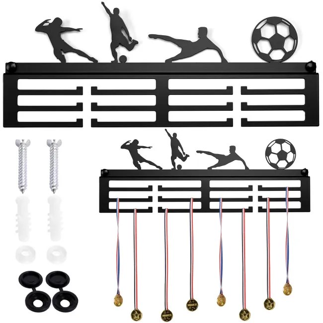 Nástenný vešiak na medaily FUTBAL čierny