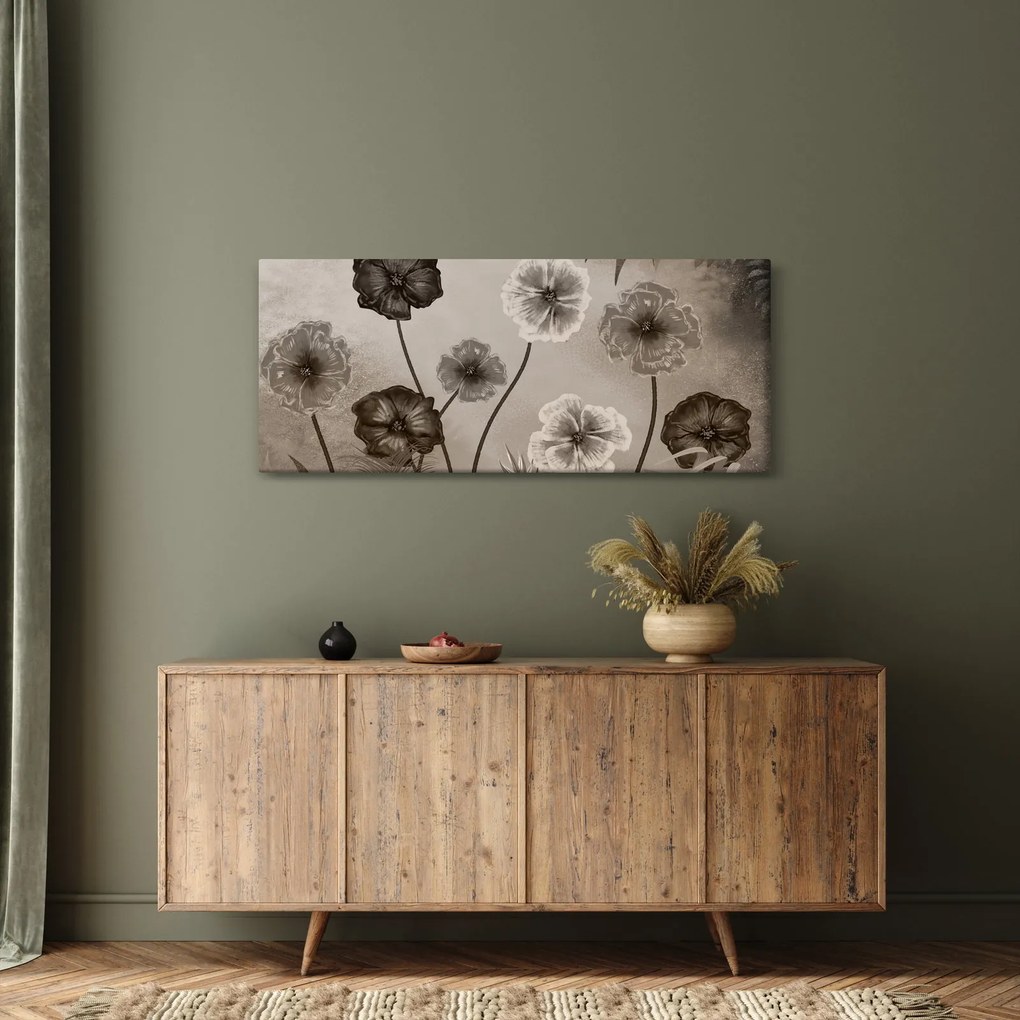 Obraz - Kreslené kvety (120x50 cm)