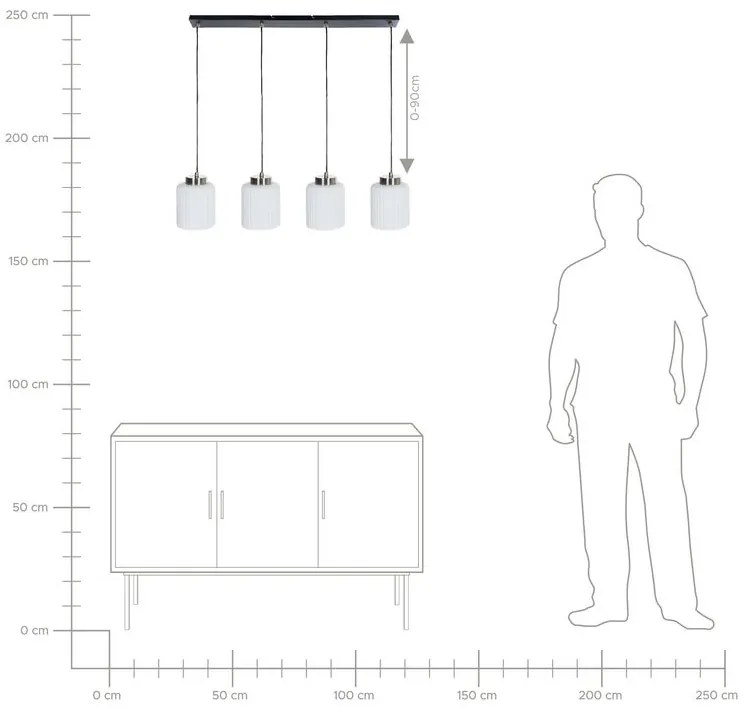 Kovová závesná lampa so 4 svetlami čierna/mosadzná CAUDELO Beliani