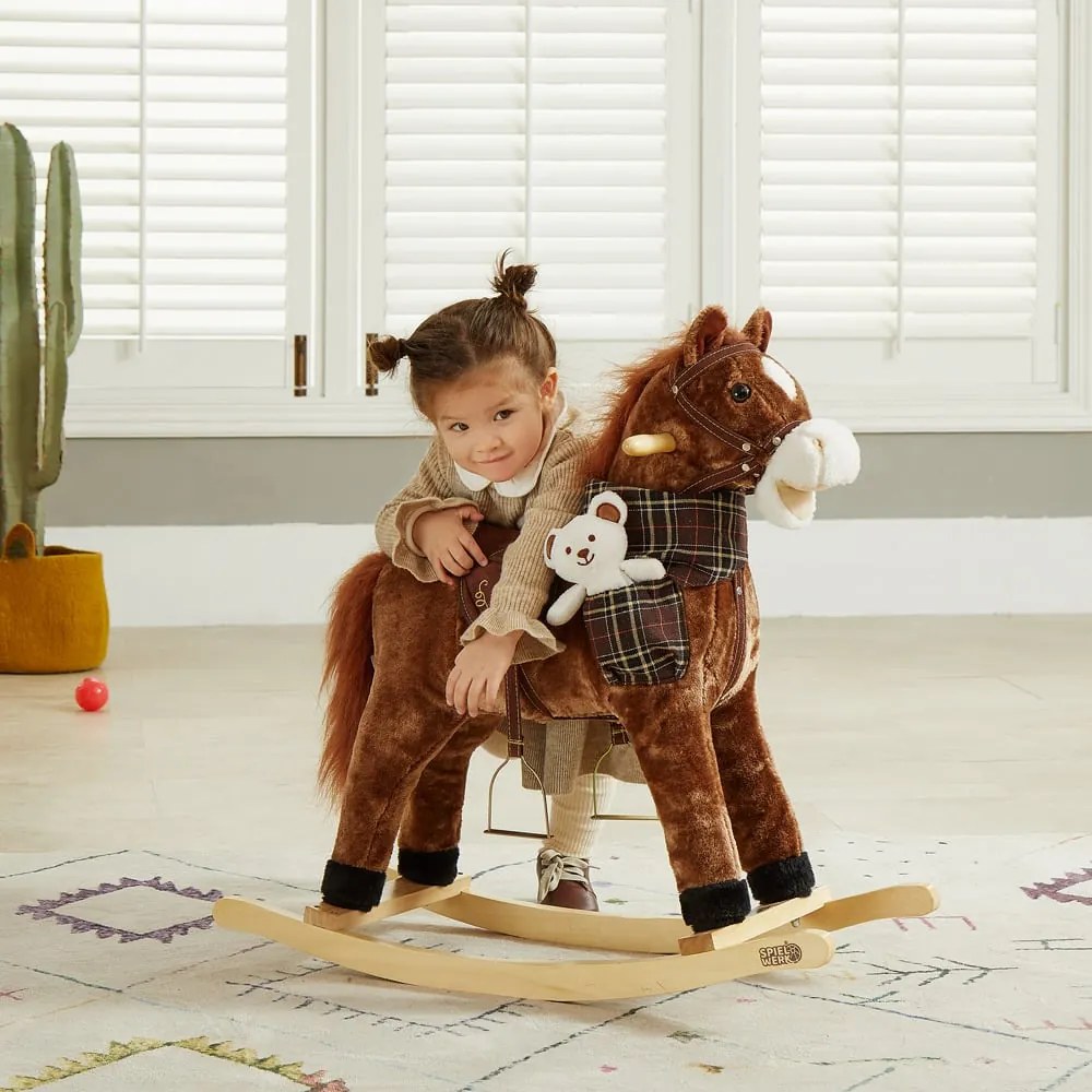 Hojdací koník hnedý so zvukovým efektom Spielwerk