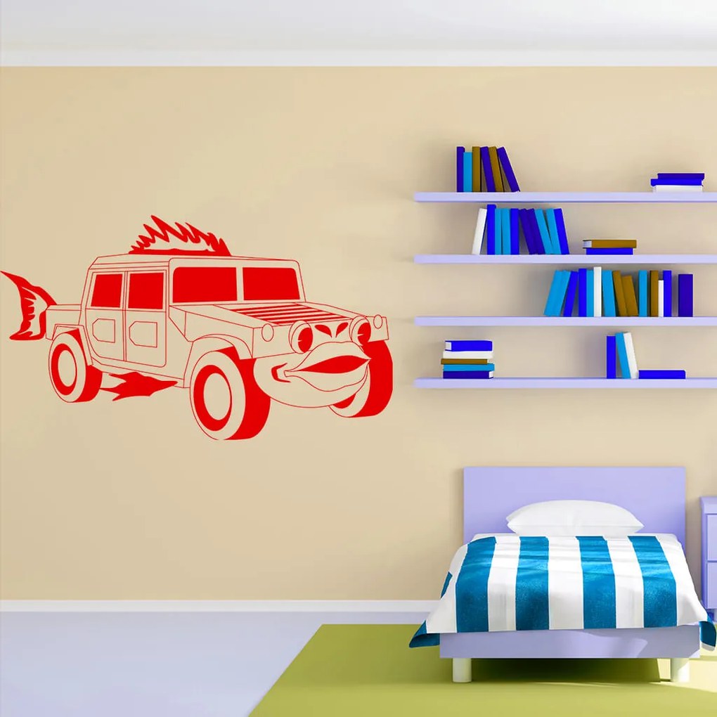 Veselá Stena Samolepka Detské autíčko Jeep Farba: fialová, Veľkosť: 40 x 23 cm