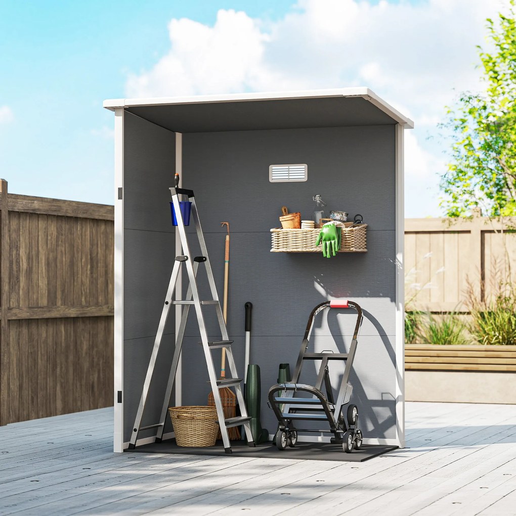 Záhradná búda Outsunny 1,14 m² - zámkový dver, ventilácia a okno - rozmer 151D x 92Š x 193V cm - plast, sivá | Aosom