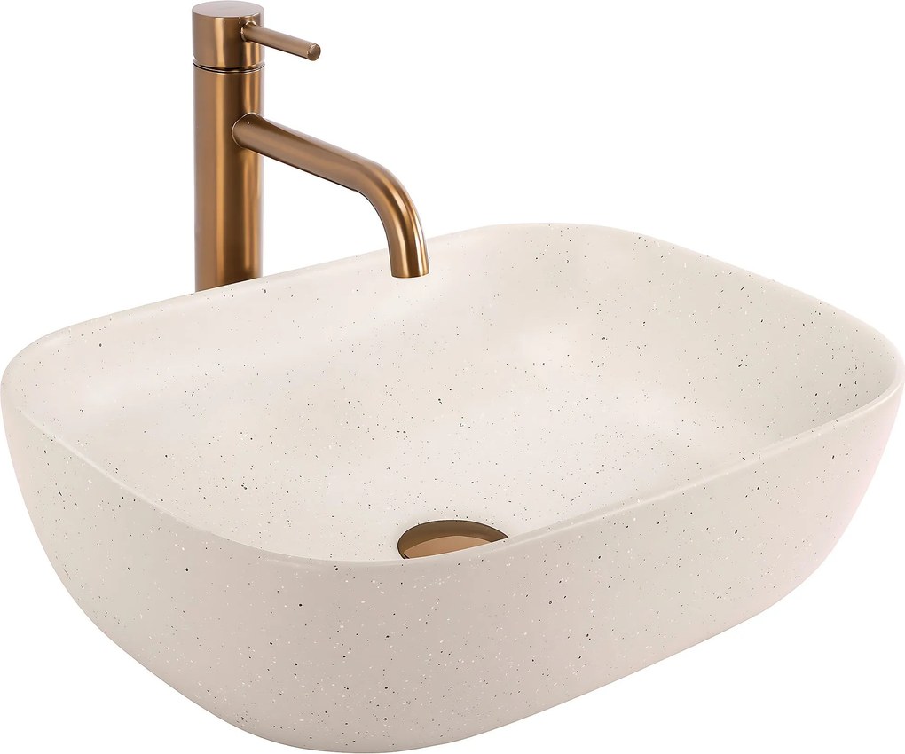 Rea Belinda Sandy, umývadlo na dosku 465x300x135 mm, imitácia kameňa-béžová, REA-U4000
