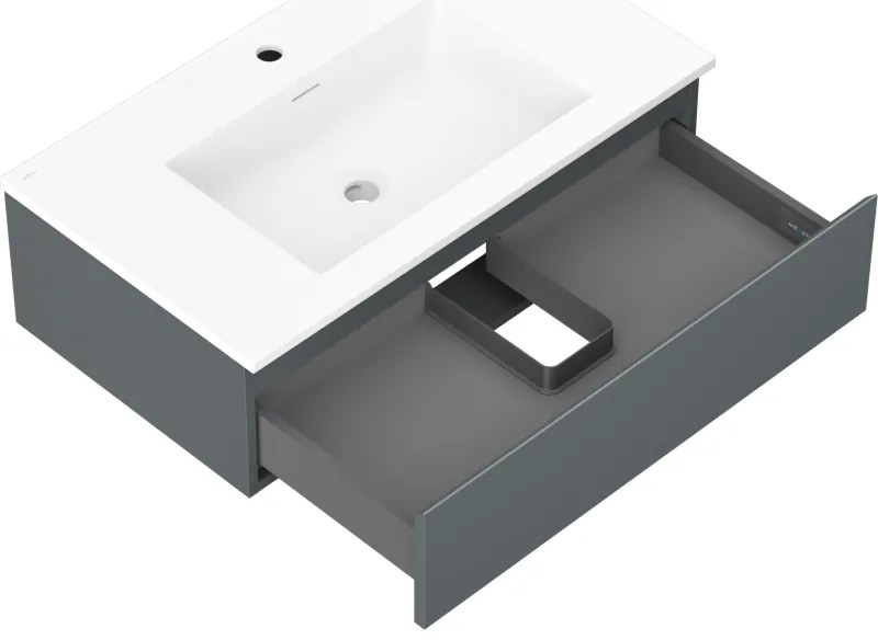Mexen Orio, kúpeľňová skrinka 80 cm s umývadlom Otis, 1 zásuvka, grafitová matná/biela matná, 91A10-08023-1-BF66-W18M01
