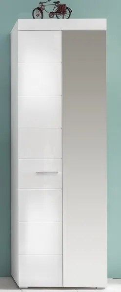 Skriňa so zrkadlom Amanda 127, lesklá biela