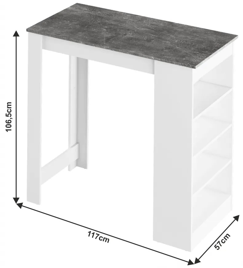 Barový stôl AUSTEN, sivý