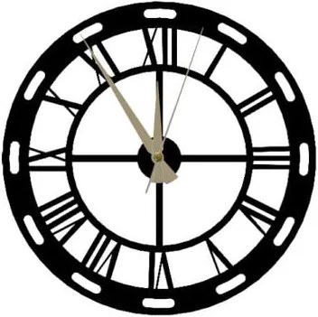 Čierne nástenné hodiny Roman Clock, 48 × 50 cm