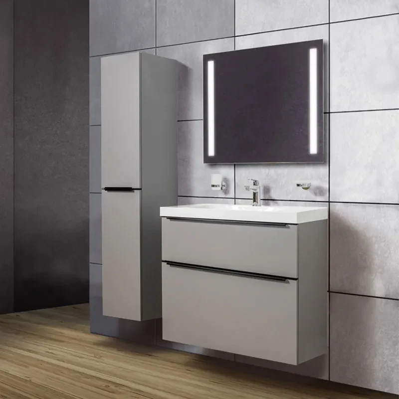 Mereo, Mereo Mailo, kúpeľňová skrinka 121 cm, čierne madlo, Multidecor, Šedá supermat, MER-CN593SBSEDA