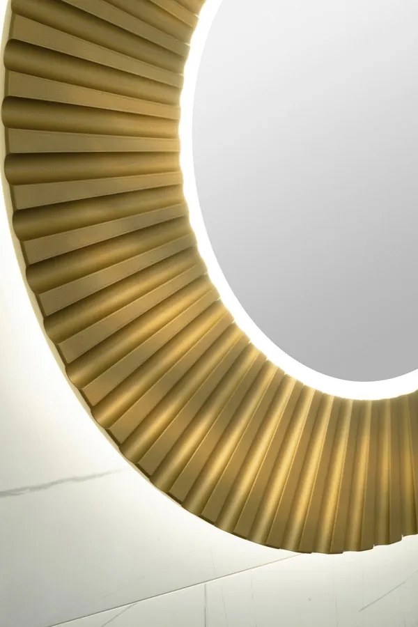 Sapho Sapho, PRIDE STRIP guľaté zrkadlo s LED osvetlením v ráme, priemer 75cm, zlatá, PD750
