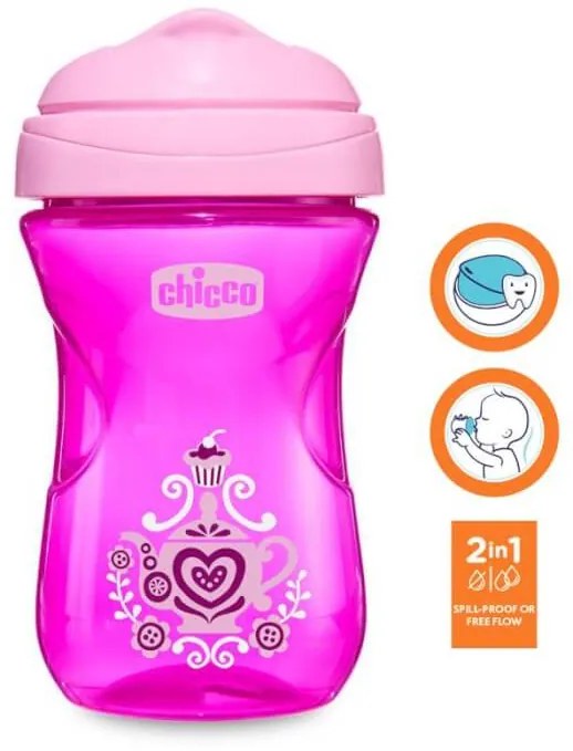 Hrnček Easy s tvrdým náustkom 266 ml ružový 12m+