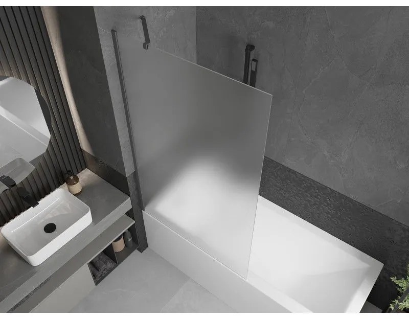 Mexen Next, 1-krídlová vaňová zástena 100 x 150 cm, 6mm sklo námraza, grafitová, 895-100-000-00-30-95