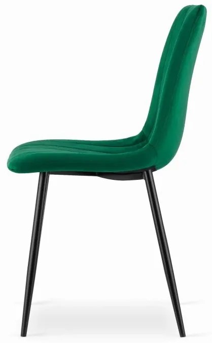 Set 4 kresiel LAVA - tmavozelený zamat / čierne nohy