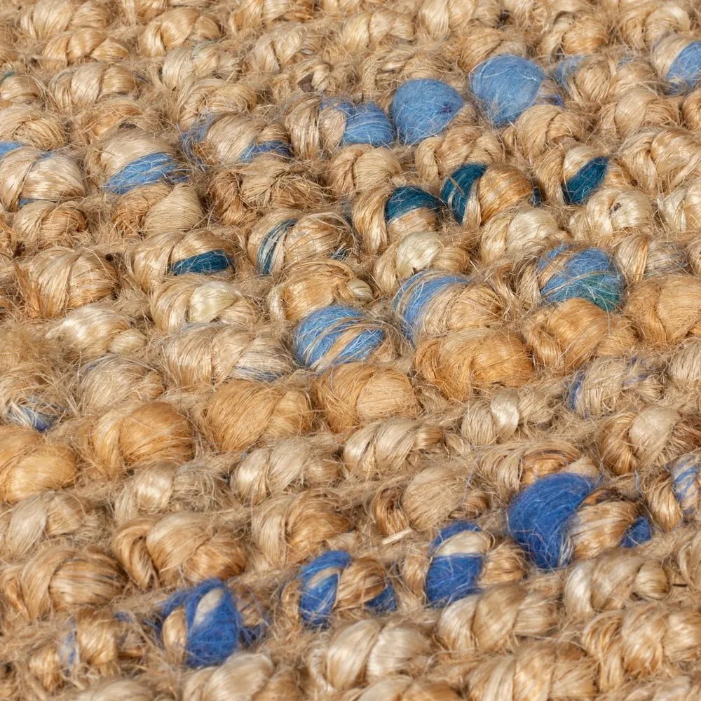 Ručne tkaný jutový behúň v modro-prírodnej farbe 60x230 cm Jute Boucle Blue – Flair Rugs