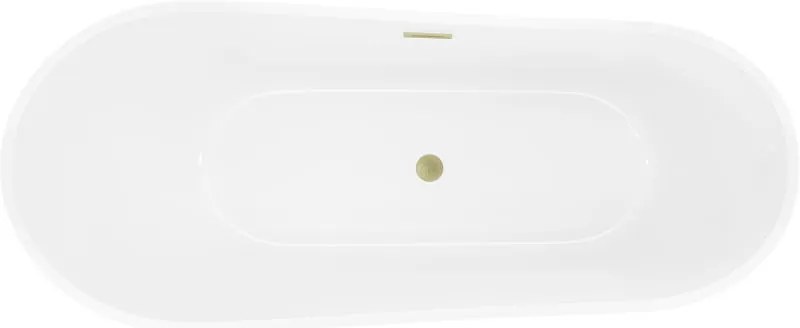 Mexen Dora, voľne stojaca vaňa 170 x 75 cm, biela/čierna, zlatý matný prepad, 52071707575-55