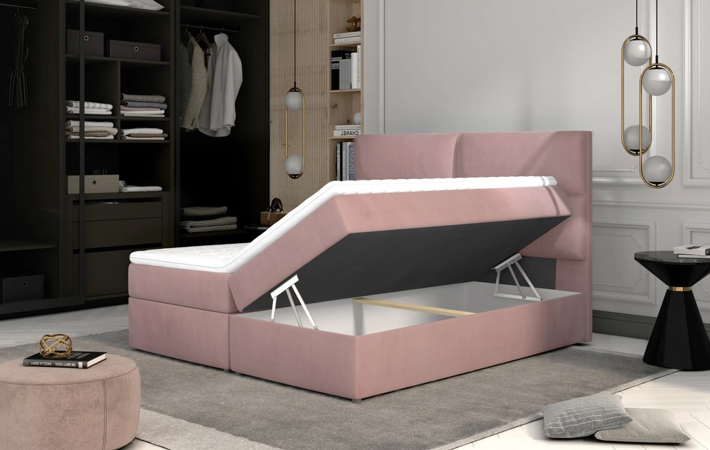 Rozšírená box spring posteľ Adam 200x185cm, sivá