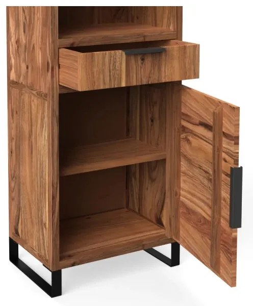 furniture-nabytek.cz - Masívna vitrína Sydney z akáciového dreva, lakovaná, hnedá – 50×45×185 cm