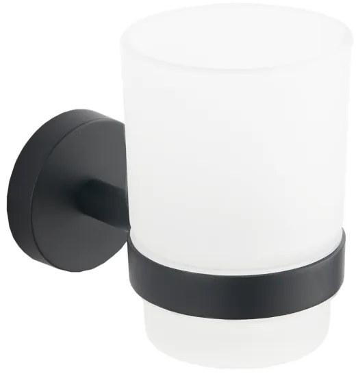 Závesný guľatý držiak kefiek MEXEN LOFT - kov / sklo - čierny matný, 7012638-70