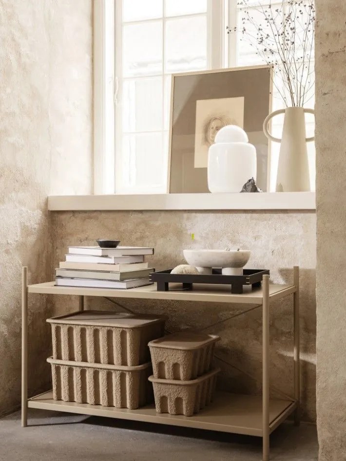 Ferm Living Úložný box s vekom Paper Pulp Small – set 2 ks