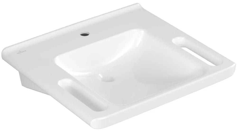 VILLEROY &amp; BOCH ViCare závesné umývadlo s otvorom, bez prepadu, 600 x 550 mm, biela alpská, s povrchom CeramicPlus, 4A6861R1