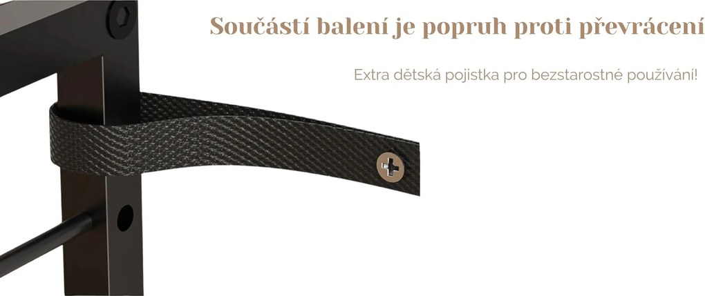 Pojízdný kuchyňský regál Houseland Luva hnědý/černý