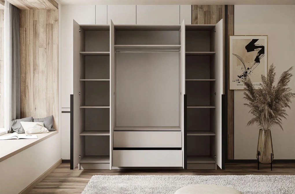 ŠATNÍKOVÁ SKRIŇA BLANCA KAŠMÍR 4D ČIERNE ÚCHYTKY