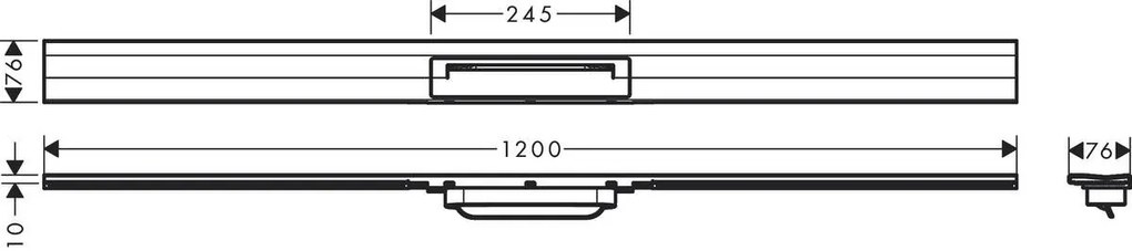 Hansgrohe RainDrain Flex, vrchná sada sprchového žľabu 1200, skracovateľný, pre inštaláciu ku stene, kartáčovaná nerezová oceľ, HAN-56054800