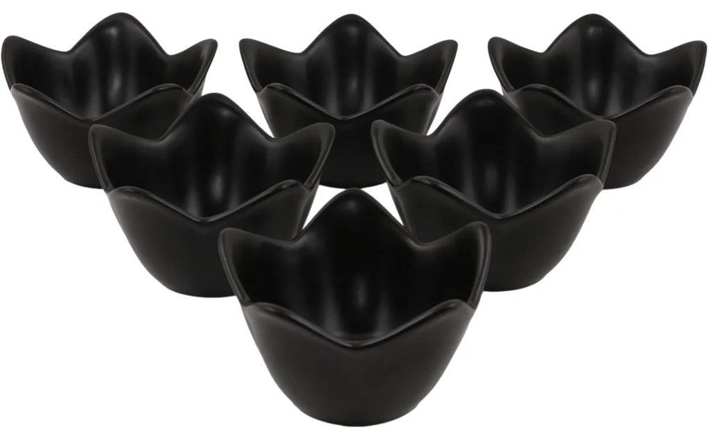 Sada 6 keramických misiek Lotus, 11,8 cm, čiernafarba