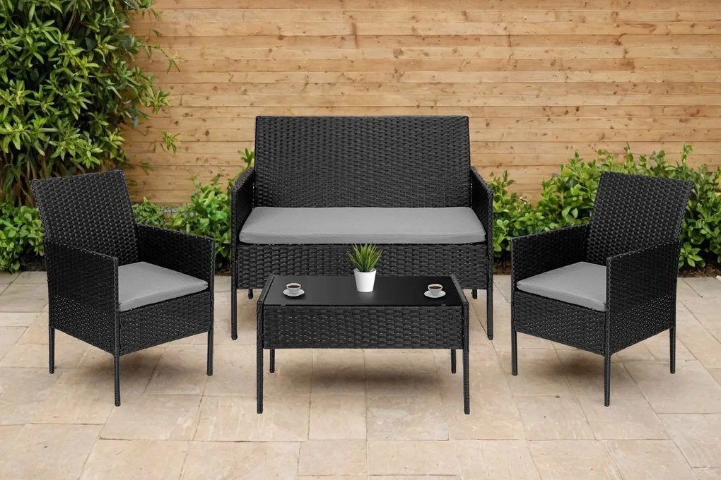 Sada zahradního nábytku MAGNOLIA černá/šedá