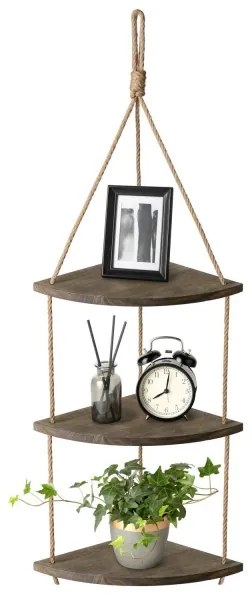 Závesná rohová polica 90x25 cm hnedá