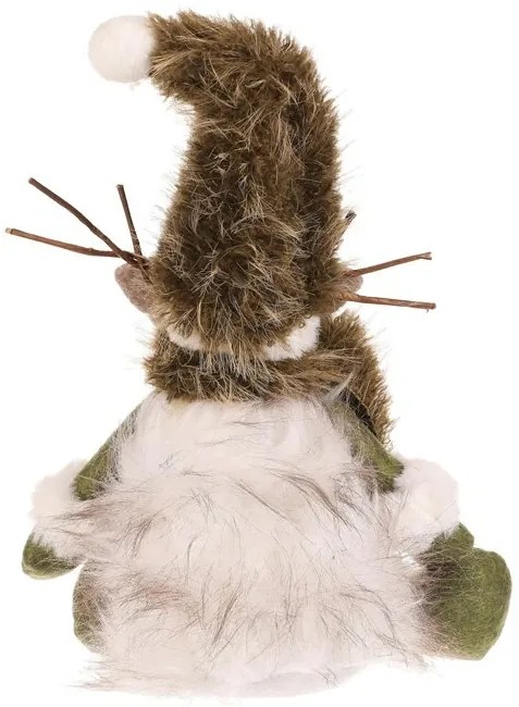 Vianočná dekorácia Sob sediaci, v. 28 cm, zelená/biela