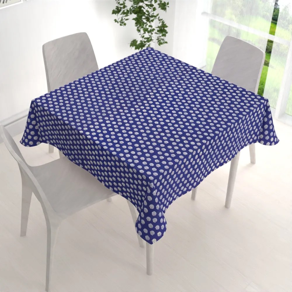 Biante Bavlnený štvorcový obrus Sandra SA-214 Biele bodky na modrom 100x100 cm