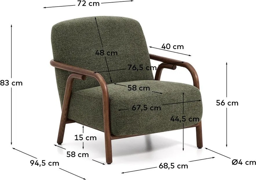 Tmavozelené ženilkové kreslo Sylo – Kave Home